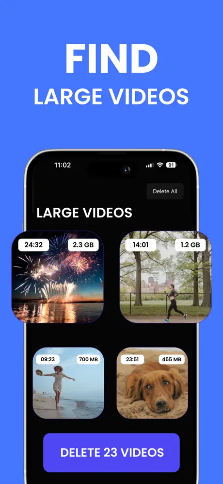 Cleanor for iPhone screenshot showing large video cleanup