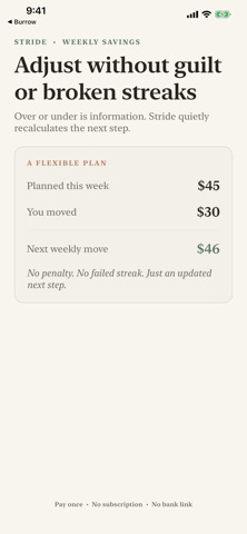 Stride: Weekly Savings Goals iPhone screenshot
