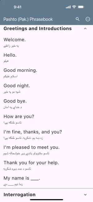 Pashto (Pak.) Phrasebook screenshot 2