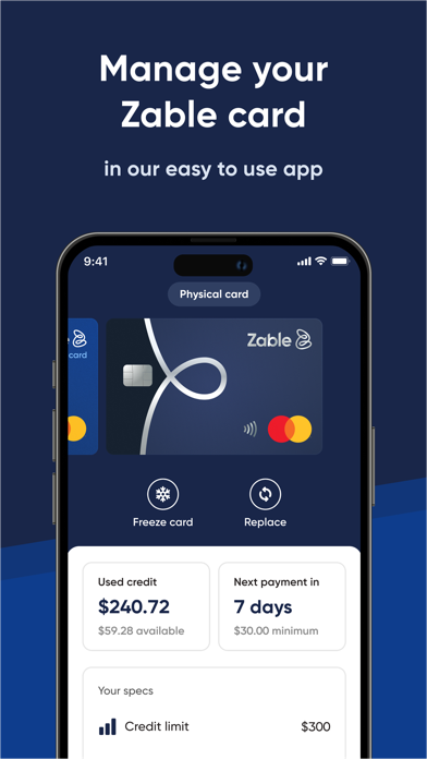 Zable Credit Card Screenshot