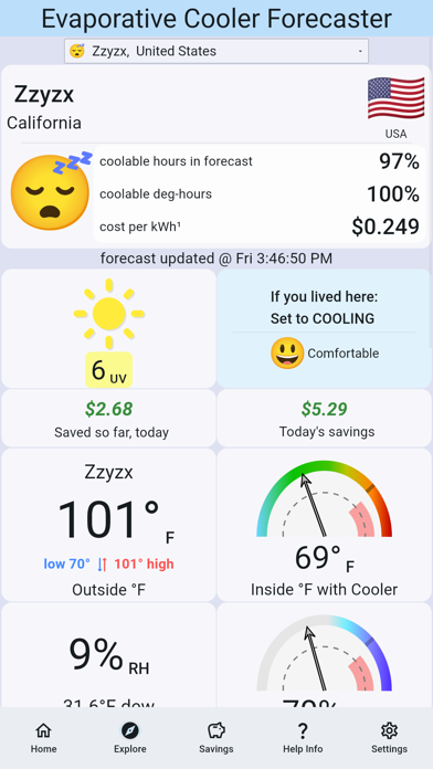 Evaporative Cooler Forecaster iPhone screenshot 2 - Weather app