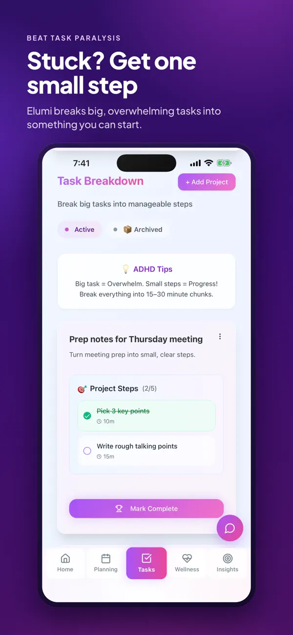 Screenshot #2 pour Elumi — ADHD Support & Coach