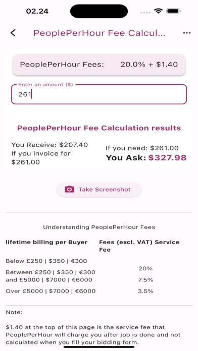 Fee Calculators Screenshot