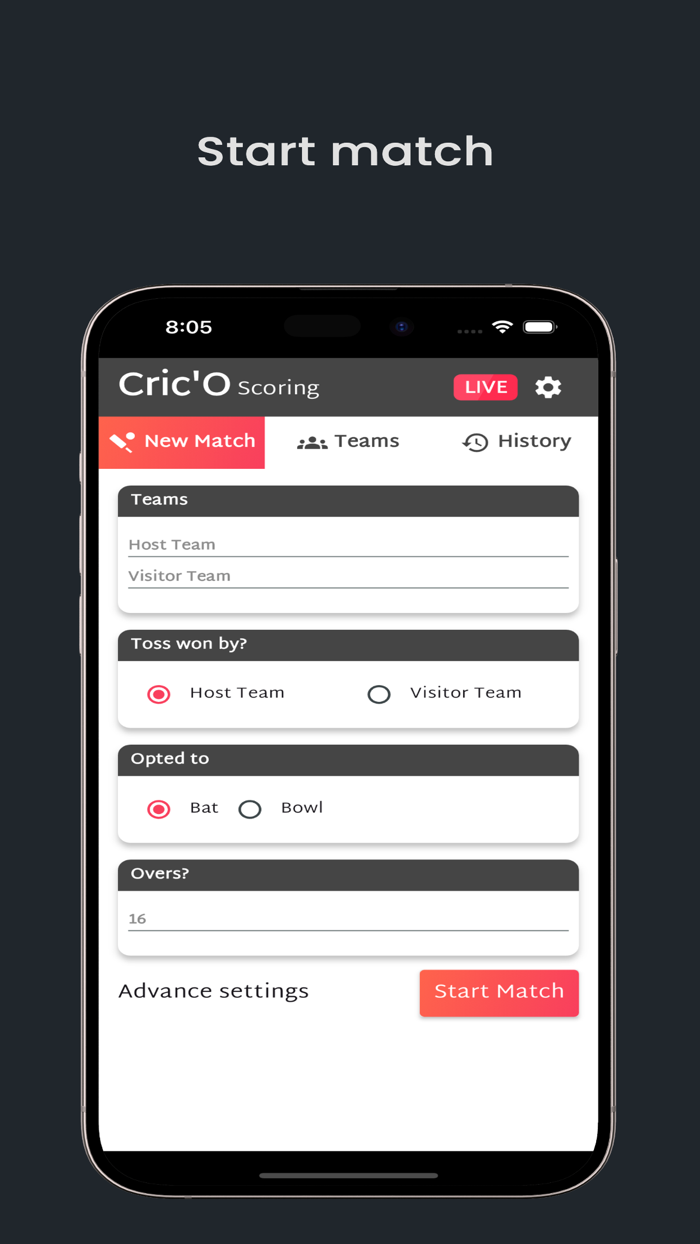 CricÓ Cricket Scoring App