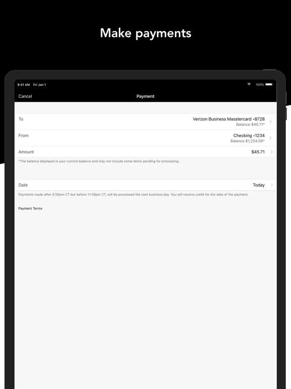 Verizon Business Mastercard iPad screenshot 4 - Finance app