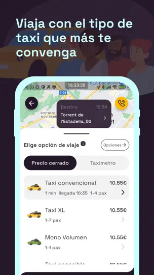 Captura de pantalla de TaxiClick en iPhone 4