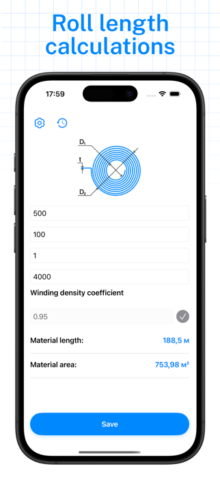 Roll Length Calc Screenshot 1 of 4