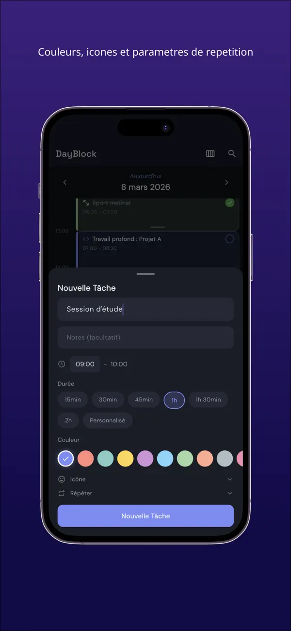 Screenshot #2 pour DayBlock Planificateur - Da...