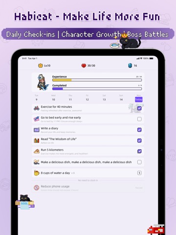 Habicat - RPG Habit Tracker iPad screenshot
