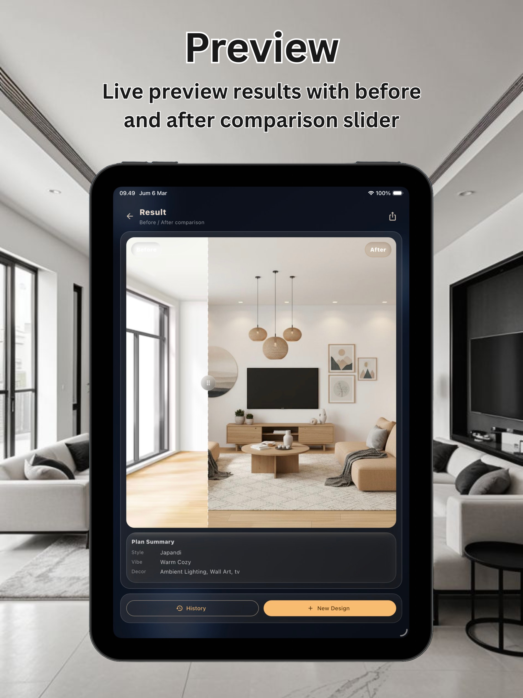 AI Livingroom Makeover Planer