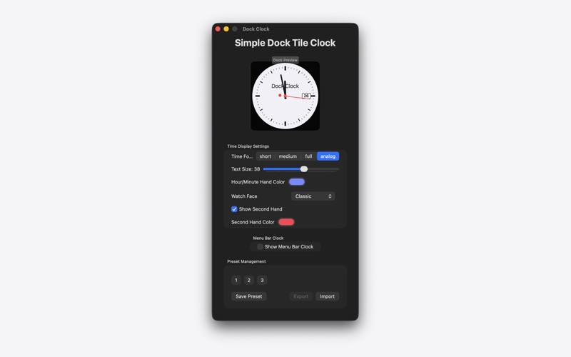 Simple Dock Tile Clock screenshot