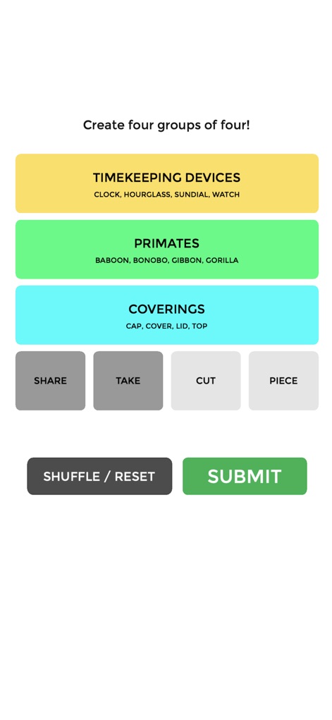 Connect Words - Puzzle Game - Witness how the app clearly highlights two successfully identified word groups, guiding players as they strategize to complete the remaining word connections.