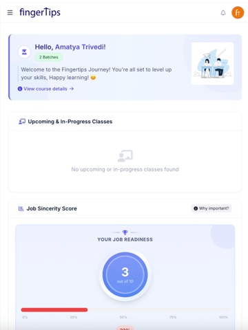 Fingertip Student iPad screenshot