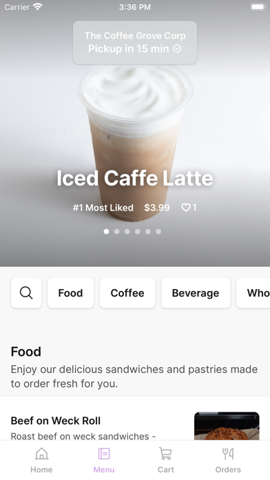 Coffee Grove iPhone screenshot 2 - Food & Drink app