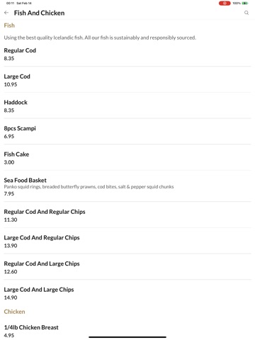 Warren chippy Fish chips pizza iPad screenshot