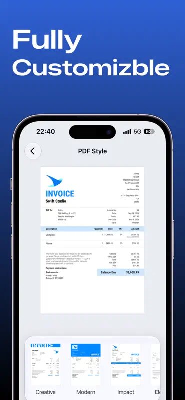 Invoice Maker, Swift Invoice screenshot 5 of 6