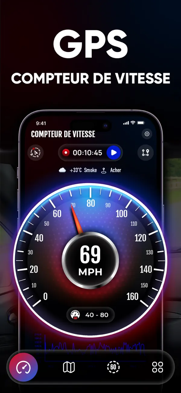 Screenshot #1 pour Compteur de Vitesse: GPS KMH