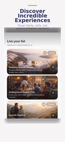 Zabing AI-Powered Bucket Lists screenshot