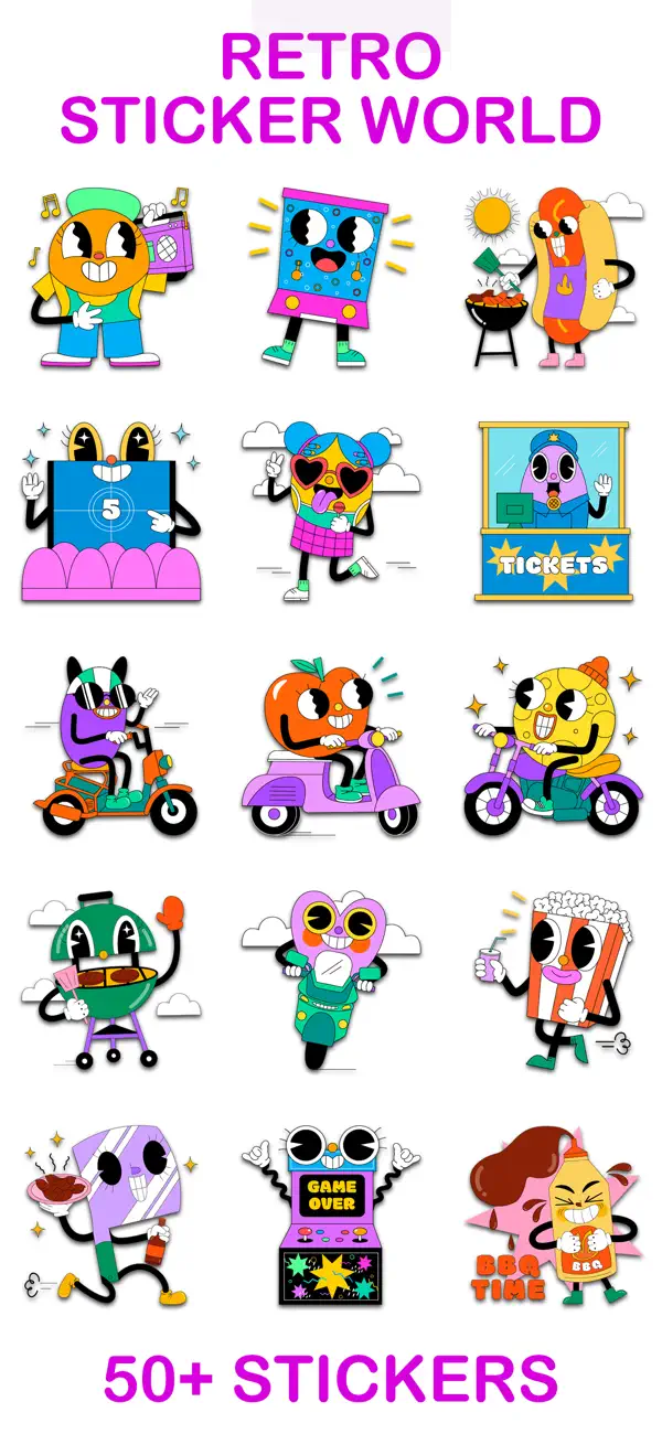 Screenshot #1 pour Retro Sticker World