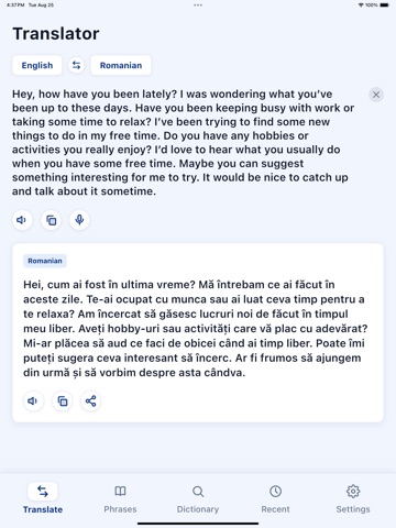 Romanian English Translator iPad screenshot
