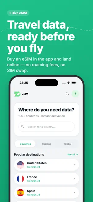 Diva eSIM: Global Data Plans screenshot 1