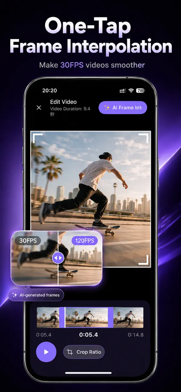 Screenshot #2 pour AI Video Smoother: 120FPS