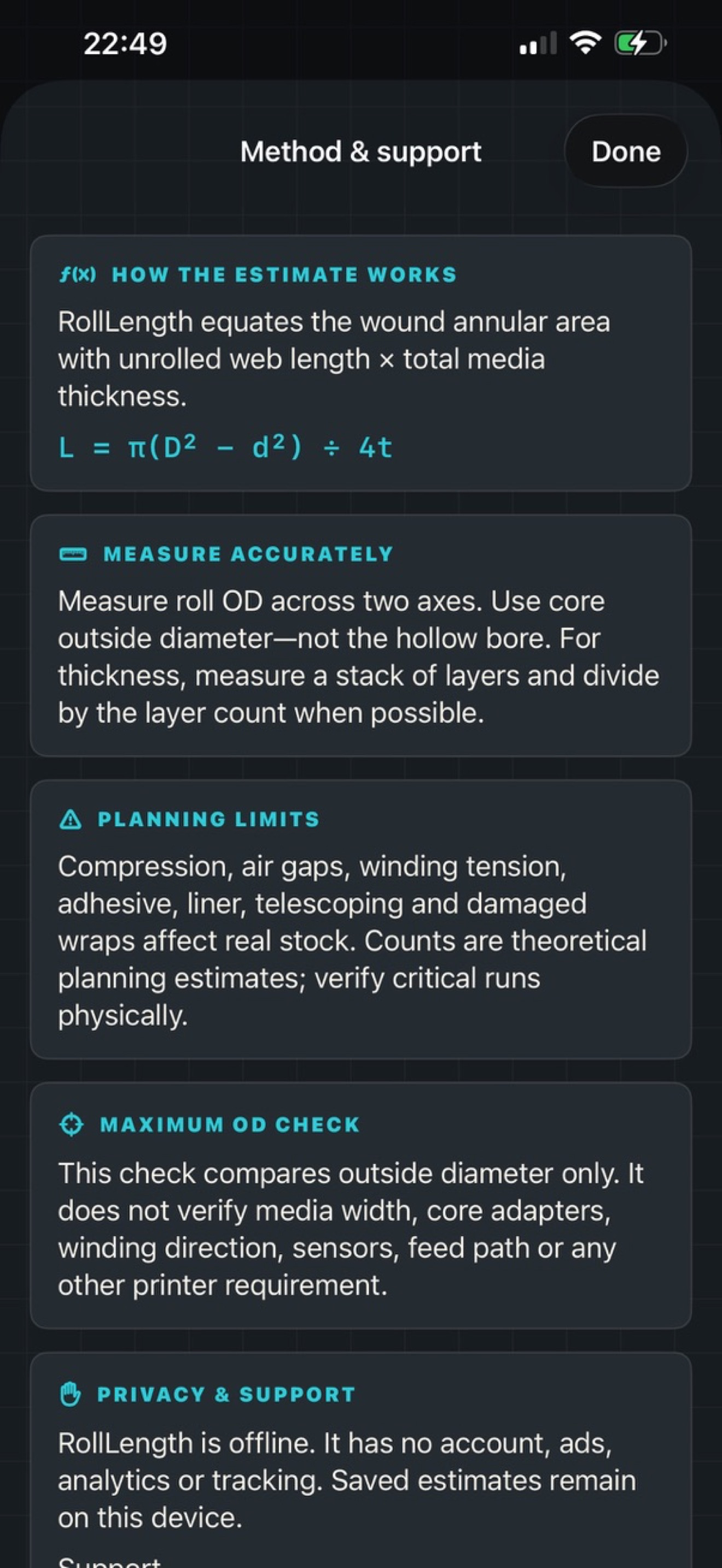 RollLength: Label Roll Calc screenshot 5