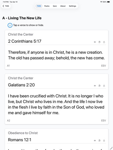 Verses for Life iPad screenshot