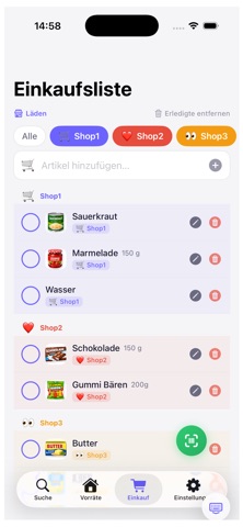 Einkaufsliste + Vorrat screenshot