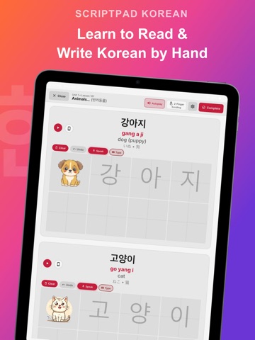 ScriptPad: Korean Writing iPad screenshot