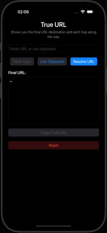 True URL screenshot
