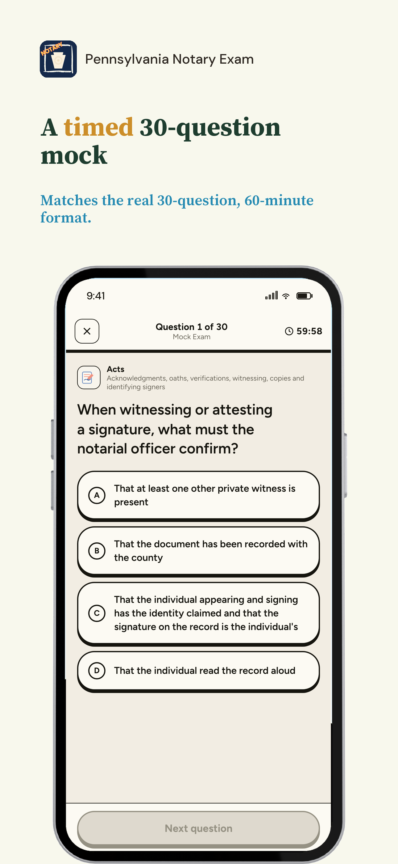 Pennsylvania Notary Exam screenshot 3