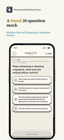 Pennsylvania Notary Exam iPhone screenshot