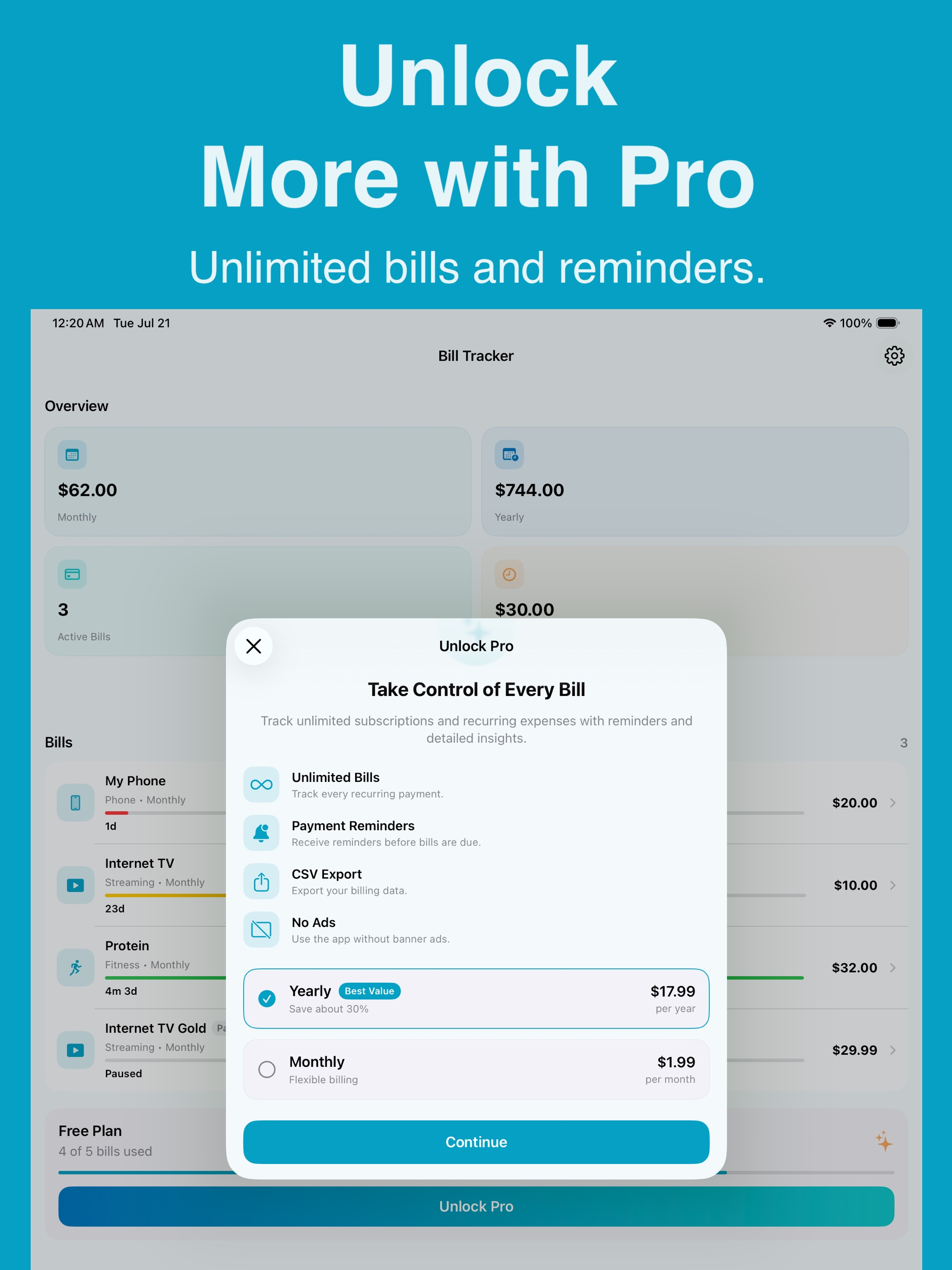 Bill Tracker: Subscription screenshot 10