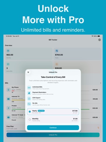 Bill Tracker: Subscription iPad screenshot