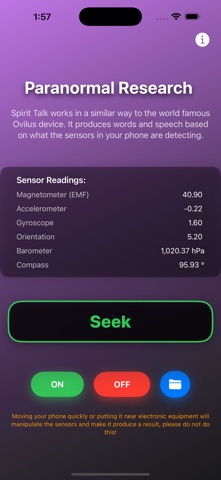 Paranormal investigation tools screenshot
