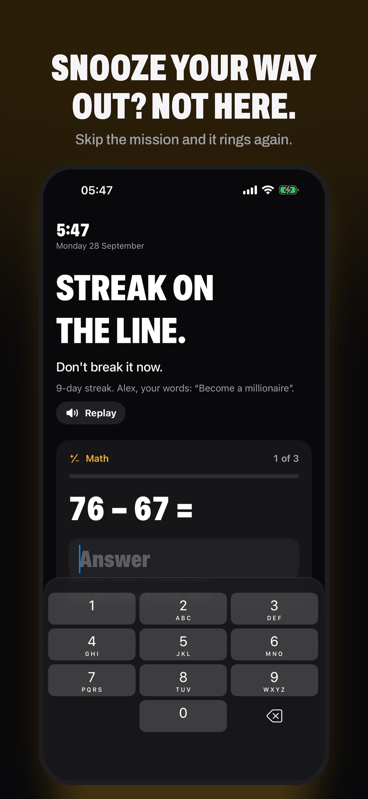 Screenshot 1 of Zero Dark: Wake Up Alarm Clock