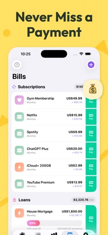 TrackDue - Budget & Bills iPhone screenshot