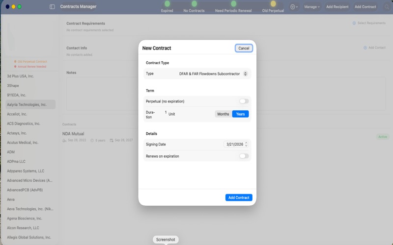 ContractsManager screenshot