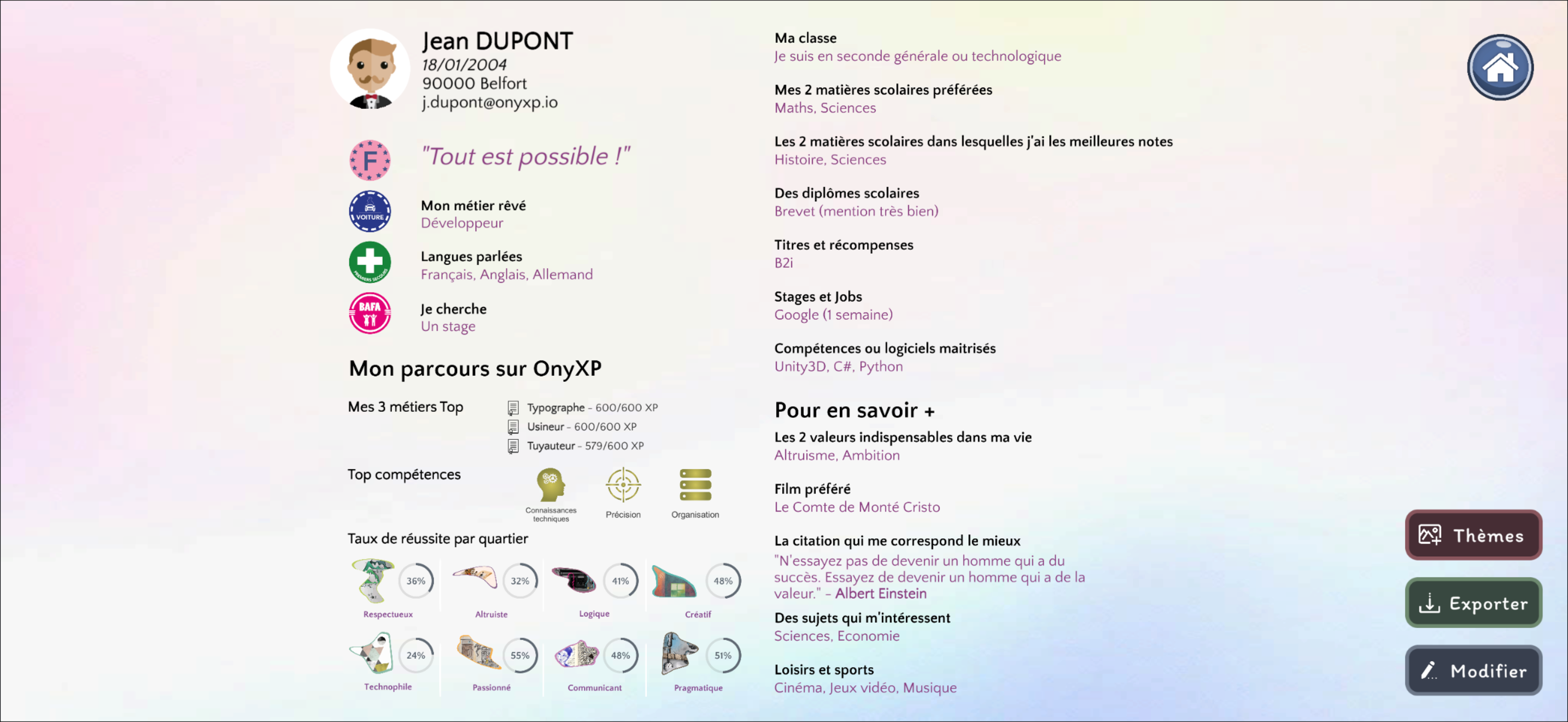 OnyXP, les jobs en jeu.