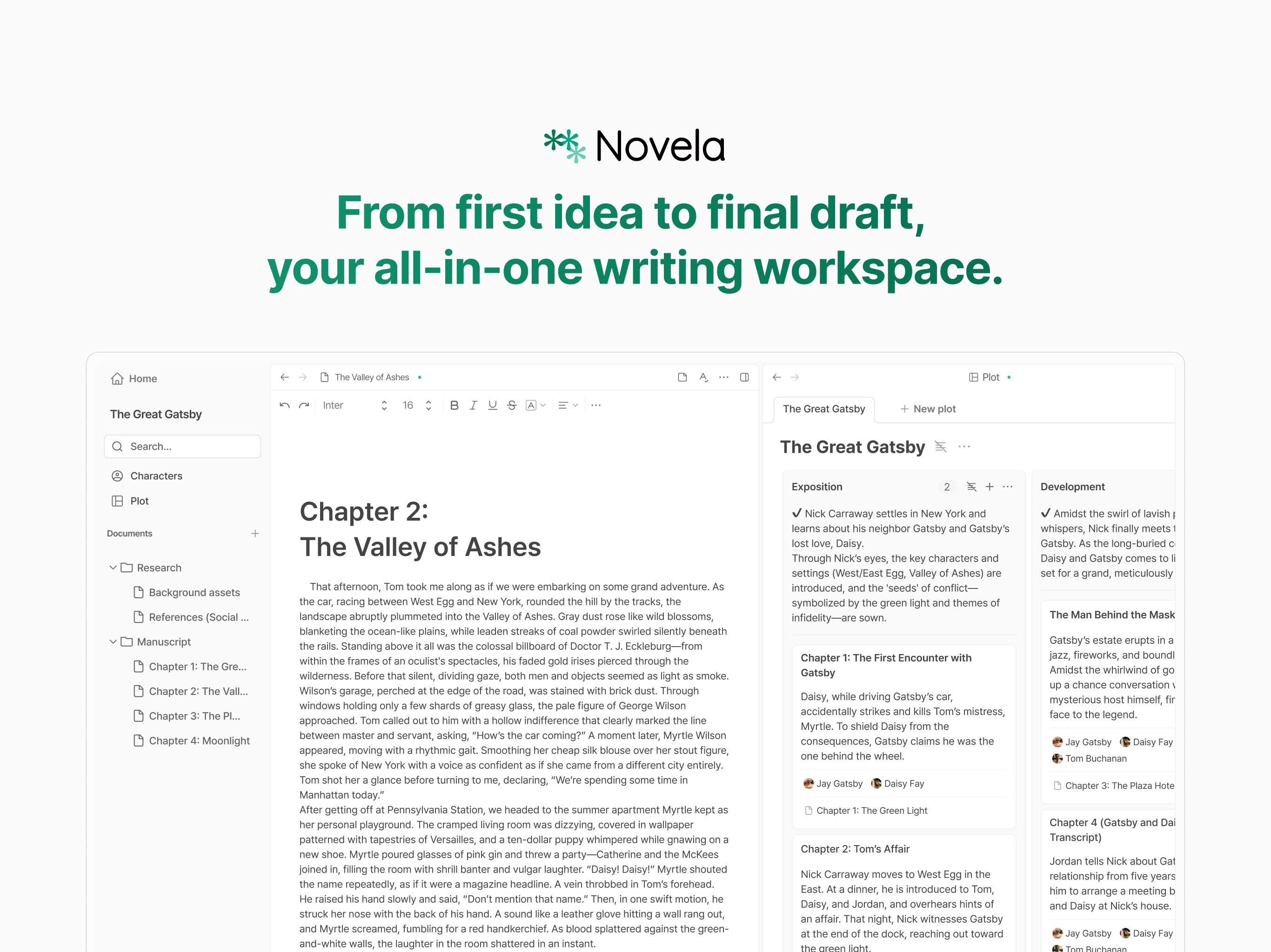 Novela: Writing app for novels