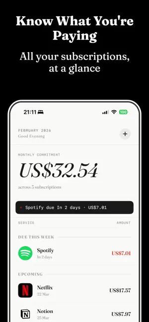 Vittra - Subscription Tracker screenshot 1