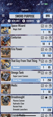 Army List Screenshot 1 of 2
