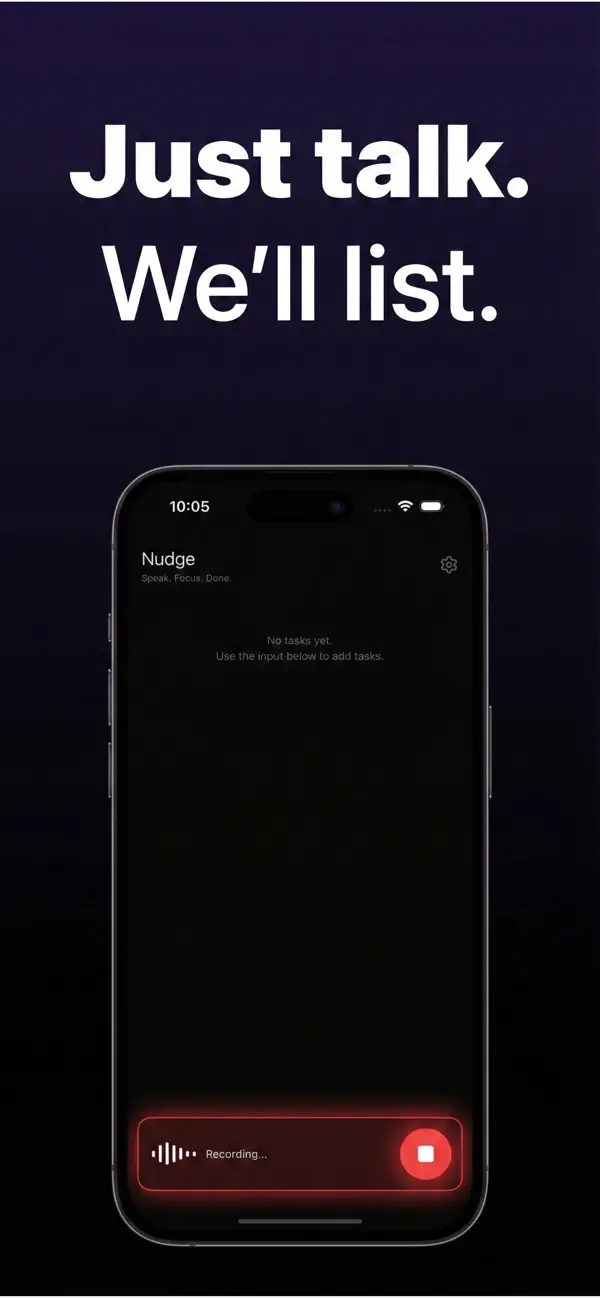 Screenshot #1 pour Nudge - Brain Dump to Tasks