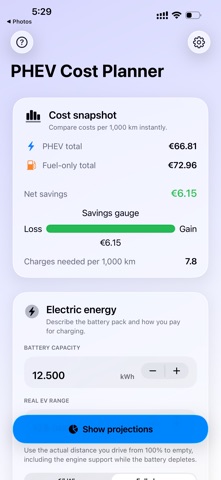PHEV Savings Screenshot 3 of 8