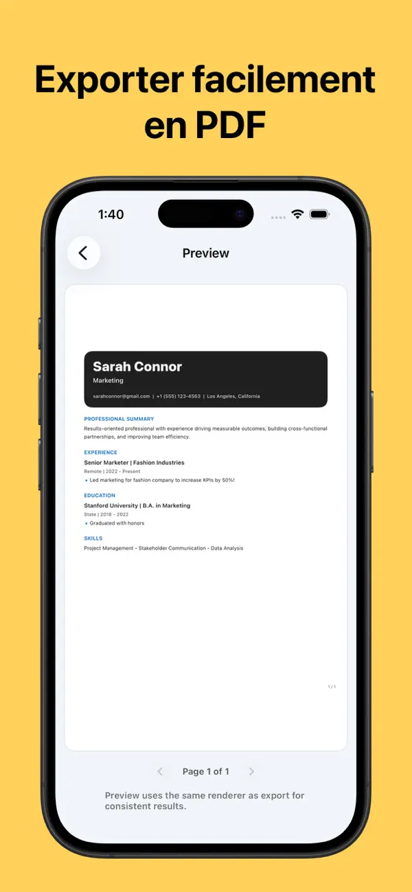 Screenshot #1 pour Créateur de CV - ReadyCV