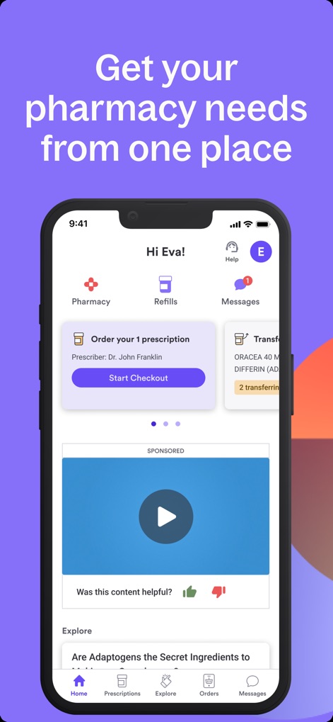 NimbleRx - This comprehensive dashboard reveals how the app consolidates all pharmacy needs into a single interface, featuring dedicated sections for refills and a streamlined order checkout process.