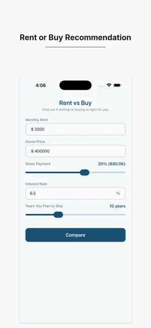 Rent vs Buy: Home Decision screenshot 1