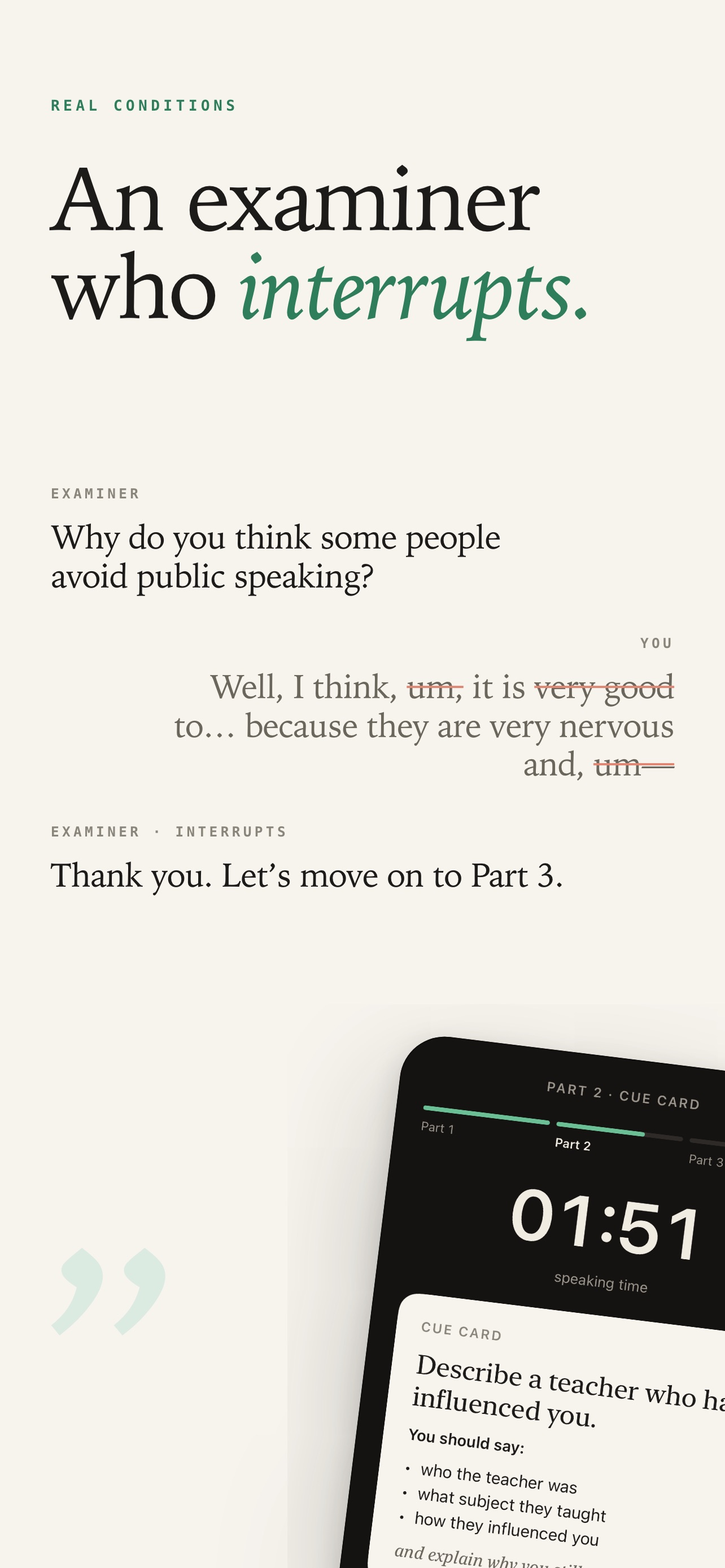 Screenshot 2 of Cue: IELTS Speaking Practice