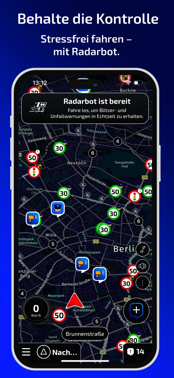 Radarbot: Blitzer Radarwarner iPhone App Screenshot 5 – Navigation